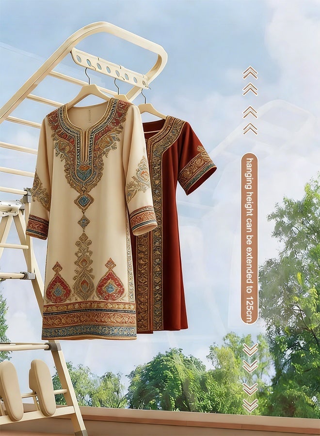 TaqwaMart Folding Clothes Rack with 4 Shoe Racks, Foldable Three-tier Clothes Rack, Independent Clothes Rack, 3-level Height Adjustment, Windproof, Suitable for Both Indoor and Outdoor Use, 170cm. - Image 2